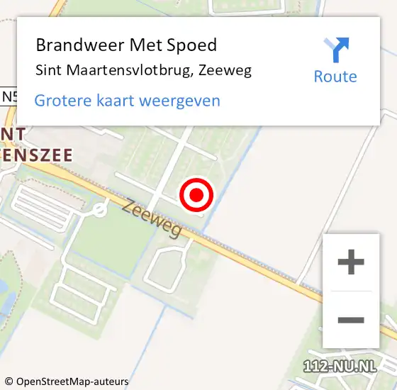 Locatie op kaart van de 112 melding: Brandweer Met Spoed Naar Sint Maartensvlotbrug, Zeeweg op 7 maart 2022 10:25