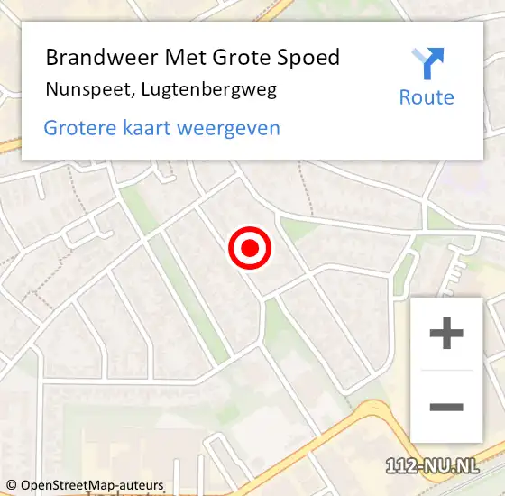 Locatie op kaart van de 112 melding: Brandweer Met Grote Spoed Naar Nunspeet, Lugtenbergweg op 7 maart 2022 10:35