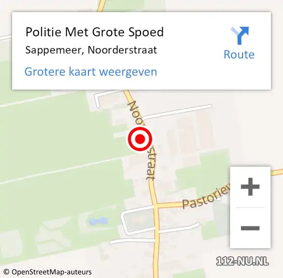 Locatie op kaart van de 112 melding: Politie Met Grote Spoed Naar Sappemeer, Noorderstraat op 7 maart 2022 10:37