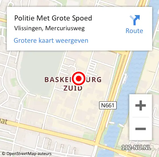 Locatie op kaart van de 112 melding: Politie Met Grote Spoed Naar Vlissingen, Mercuriusweg op 7 maart 2022 10:59