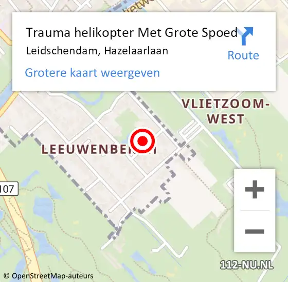 Locatie op kaart van de 112 melding: Trauma helikopter Met Grote Spoed Naar Leidschendam, Hazelaarlaan op 7 maart 2022 11:05