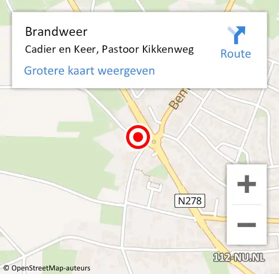 Locatie op kaart van de 112 melding: Brandweer Cadier en Keer, Pastoor Kikkenweg op 10 juli 2014 12:32