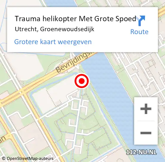 Locatie op kaart van de 112 melding: Trauma helikopter Met Grote Spoed Naar Utrecht, Groenewoudsedijk op 7 maart 2022 11:32