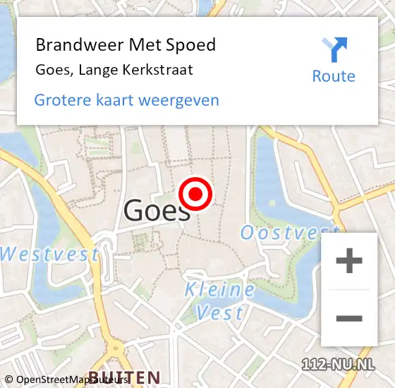 Locatie op kaart van de 112 melding: Brandweer Met Spoed Naar Goes, Lange Kerkstraat op 7 maart 2022 11:50