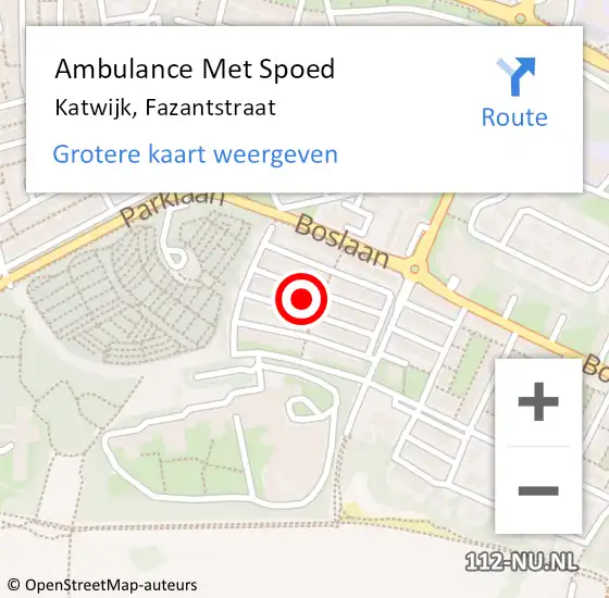 Locatie op kaart van de 112 melding: Ambulance Met Spoed Naar Katwijk, Fazantstraat op 7 maart 2022 12:00