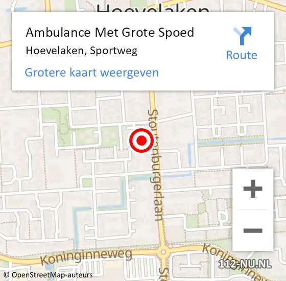 Locatie op kaart van de 112 melding: Ambulance Met Grote Spoed Naar Hoevelaken, Sportweg op 7 maart 2022 12:03