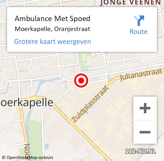 Locatie op kaart van de 112 melding: Ambulance Met Spoed Naar Moerkapelle, Oranjestraat op 7 maart 2022 12:20