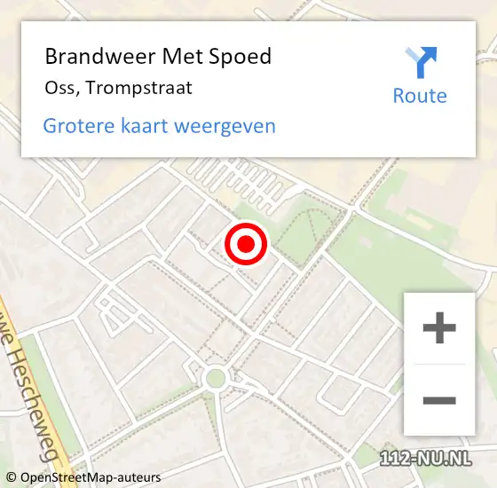 Locatie op kaart van de 112 melding: Brandweer Met Spoed Naar Oss, Trompstraat op 7 maart 2022 12:25