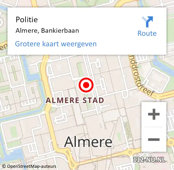 Locatie op kaart van de 112 melding: Politie Almere, Bankierbaan op 7 maart 2022 12:27
