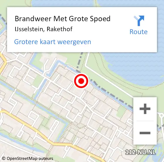 Locatie op kaart van de 112 melding: Brandweer Met Grote Spoed Naar IJsselstein, Rakethof op 7 maart 2022 12:49