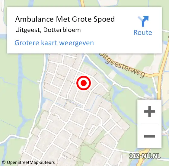 Locatie op kaart van de 112 melding: Ambulance Met Grote Spoed Naar Uitgeest, Dotterbloem op 7 maart 2022 12:53