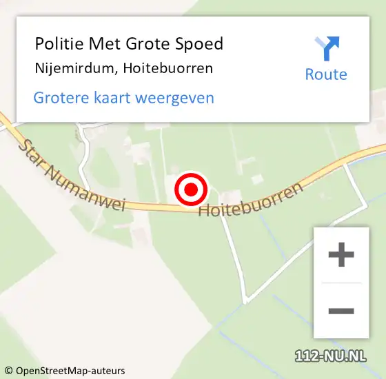 Locatie op kaart van de 112 melding: Politie Met Grote Spoed Naar Nijemirdum, Hoitebuorren op 7 maart 2022 12:58