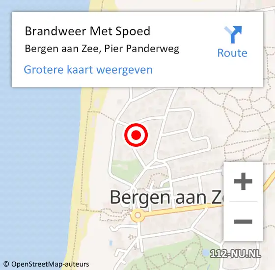 Locatie op kaart van de 112 melding: Brandweer Met Spoed Naar Bergen aan Zee, Pier Panderweg op 7 maart 2022 12:58