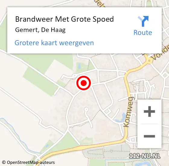 Locatie op kaart van de 112 melding: Brandweer Met Grote Spoed Naar Gemert, De Haag op 7 maart 2022 13:40