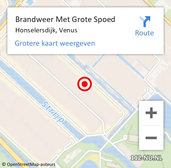 Locatie op kaart van de 112 melding: Brandweer Met Grote Spoed Naar Honselersdijk, Venus op 7 maart 2022 13:42