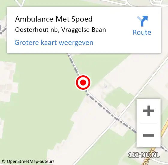Locatie op kaart van de 112 melding: Ambulance Met Spoed Naar Oosterhout nb, Vraggelse Baan op 10 juli 2014 12:43