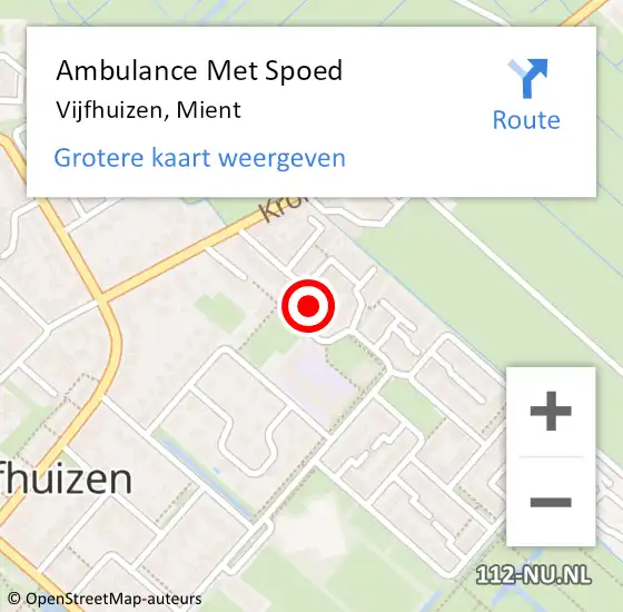 Locatie op kaart van de 112 melding: Ambulance Met Spoed Naar Vijfhuizen, Mient op 7 maart 2022 14:10