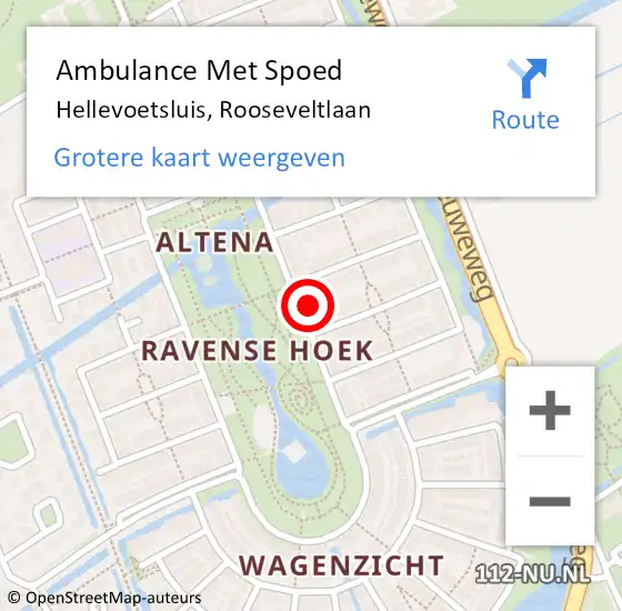 Locatie op kaart van de 112 melding: Ambulance Met Spoed Naar Hellevoetsluis, Rooseveltlaan op 7 maart 2022 14:35