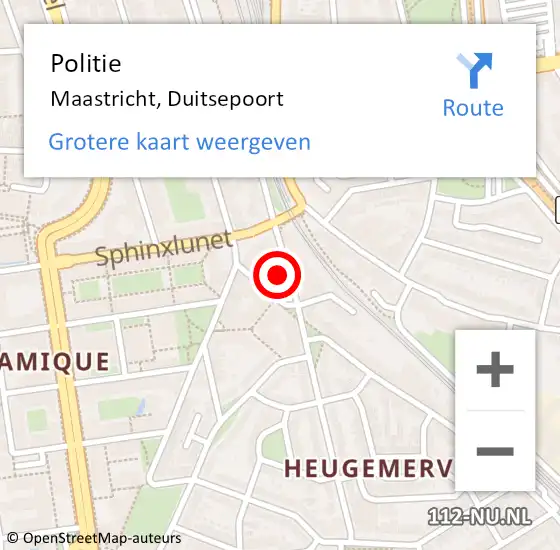 Locatie op kaart van de 112 melding: Politie Maastricht, Duitsepoort op 7 maart 2022 14:43