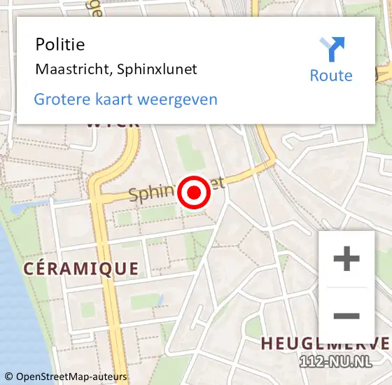 Locatie op kaart van de 112 melding: Politie Maastricht, Sphinxlunet op 7 maart 2022 14:43