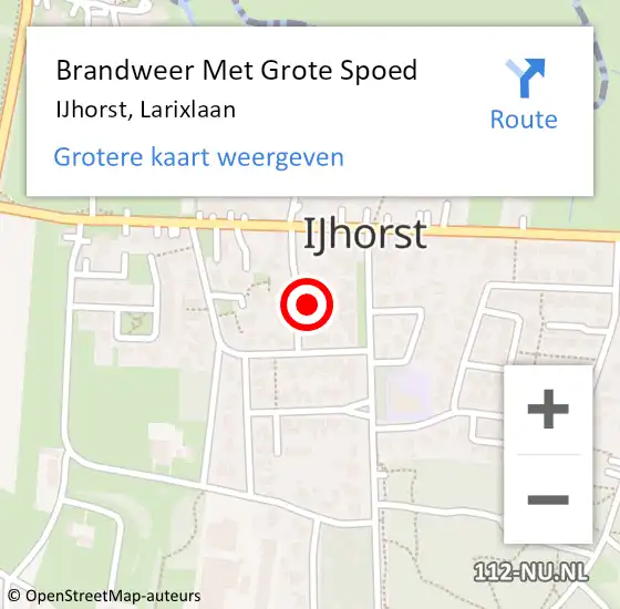 Locatie op kaart van de 112 melding: Brandweer Met Grote Spoed Naar IJhorst, Larixlaan op 7 maart 2022 14:52