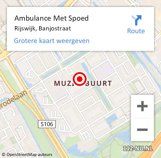 Locatie op kaart van de 112 melding: Ambulance Met Spoed Naar Rijswijk, Banjostraat op 7 maart 2022 14:54