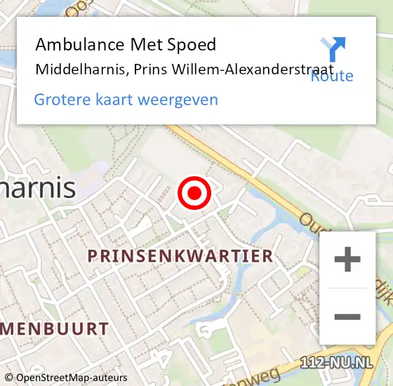 Locatie op kaart van de 112 melding: Ambulance Met Spoed Naar Middelharnis, Prins Willem-Alexanderstraat op 7 maart 2022 15:29