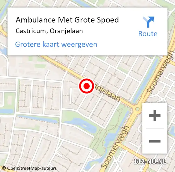 Locatie op kaart van de 112 melding: Ambulance Met Grote Spoed Naar Castricum, Oranjelaan op 7 maart 2022 15:33