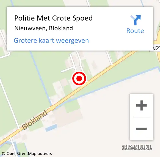 Locatie op kaart van de 112 melding: Politie Met Grote Spoed Naar Nieuwveen, Blokland op 7 maart 2022 15:34