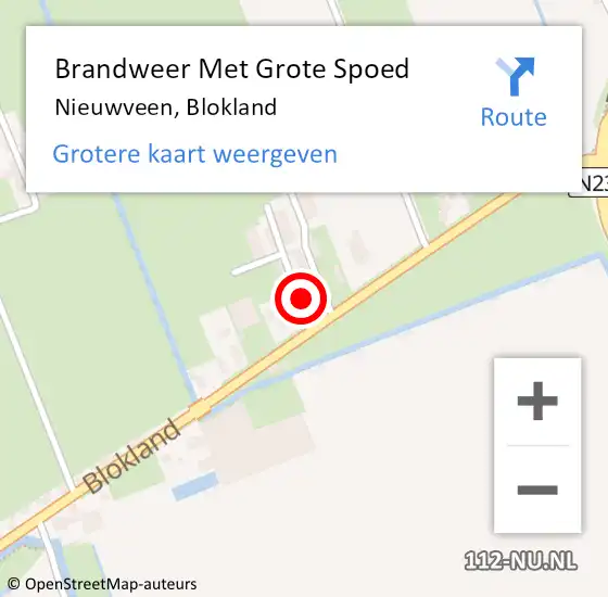 Locatie op kaart van de 112 melding: Brandweer Met Grote Spoed Naar Nieuwveen, Blokland op 7 maart 2022 15:34