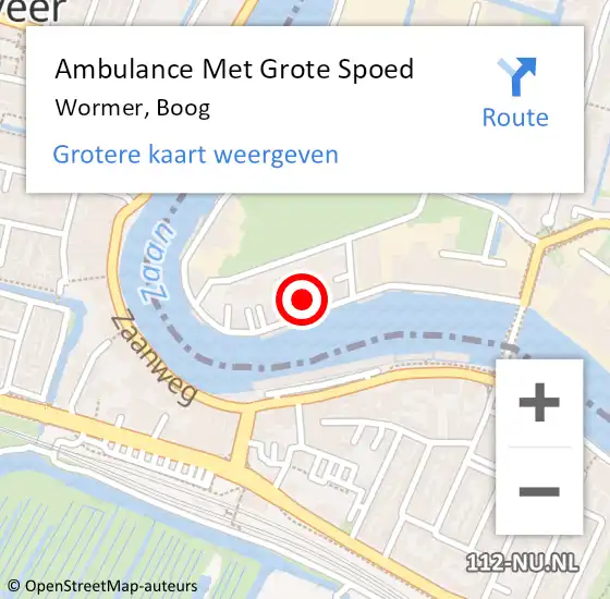 Locatie op kaart van de 112 melding: Ambulance Met Grote Spoed Naar Wormer, Boog op 7 maart 2022 15:44