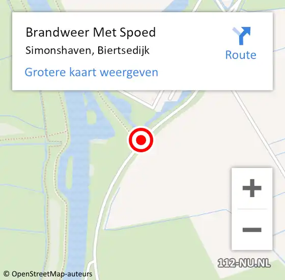 Locatie op kaart van de 112 melding: Brandweer Met Spoed Naar Simonshaven, Biertsedijk op 7 maart 2022 15:46
