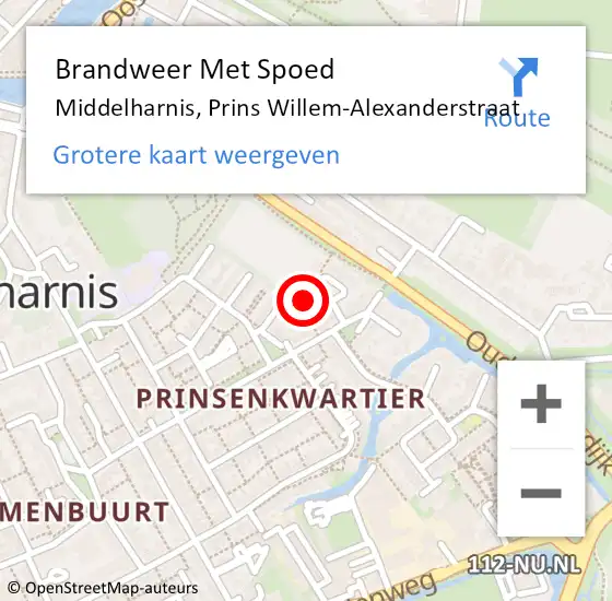 Locatie op kaart van de 112 melding: Brandweer Met Spoed Naar Middelharnis, Prins Willem-Alexanderstraat op 7 maart 2022 15:55