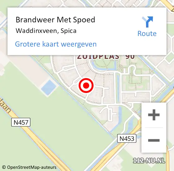 Locatie op kaart van de 112 melding: Brandweer Met Spoed Naar Waddinxveen, Spica op 7 maart 2022 15:58