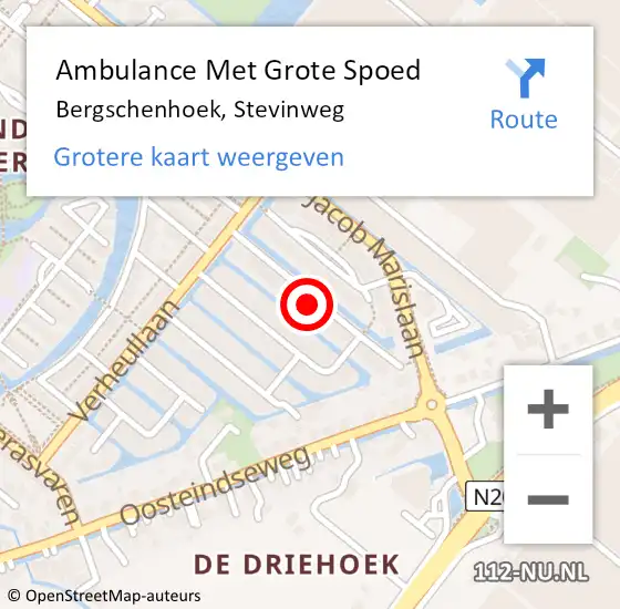 Locatie op kaart van de 112 melding: Ambulance Met Grote Spoed Naar Bergschenhoek, Stevinweg op 7 maart 2022 15:59