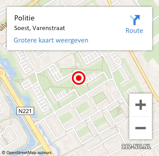 Locatie op kaart van de 112 melding: Politie Soest, Varenstraat op 7 maart 2022 16:04