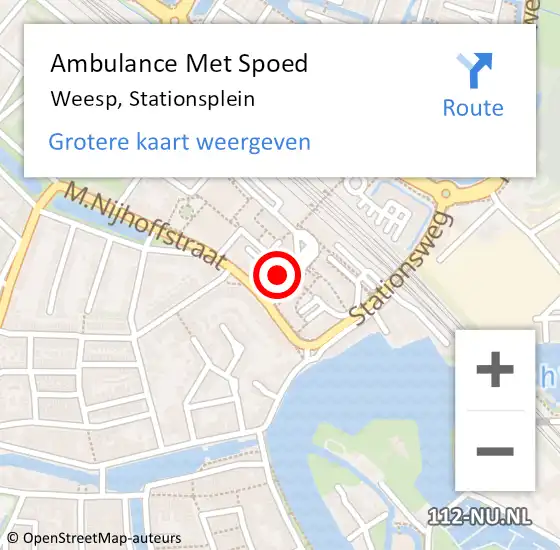 Locatie op kaart van de 112 melding: Ambulance Met Spoed Naar Weesp, Stationsplein op 7 maart 2022 16:16