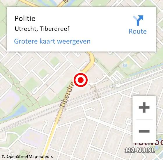 Locatie op kaart van de 112 melding: Politie Utrecht, Tiberdreef op 7 maart 2022 16:17