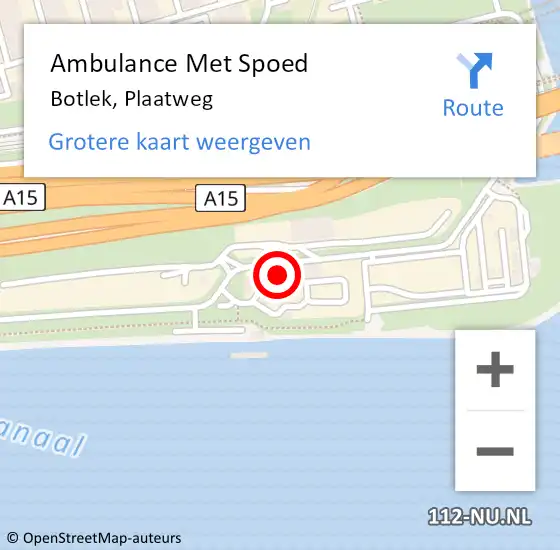 Locatie op kaart van de 112 melding: Ambulance Met Spoed Naar Botlek, Plaatweg op 7 maart 2022 16:21