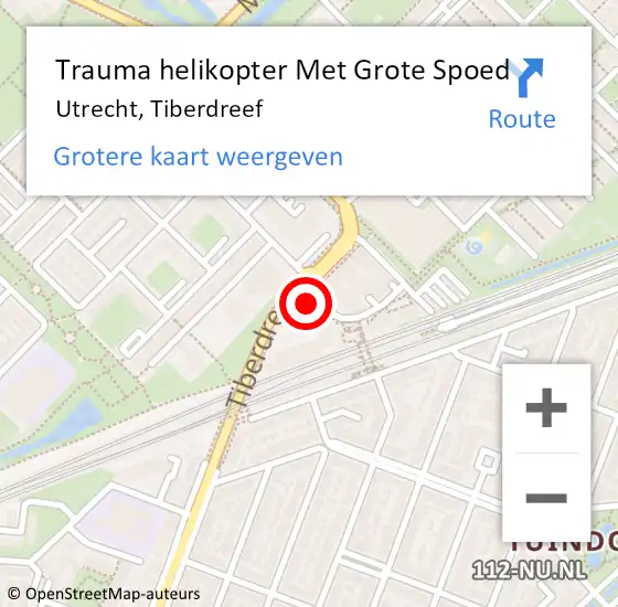 Locatie op kaart van de 112 melding: Trauma helikopter Met Grote Spoed Naar Utrecht, Tiberdreef op 7 maart 2022 16:22