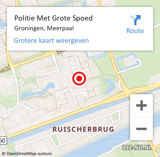 Locatie op kaart van de 112 melding: Politie Met Grote Spoed Naar Groningen, Meerpaal op 7 maart 2022 16:26