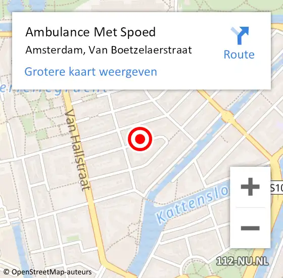 Locatie op kaart van de 112 melding: Ambulance Met Spoed Naar Amsterdam, Van Boetzelaerstraat op 7 maart 2022 16:29