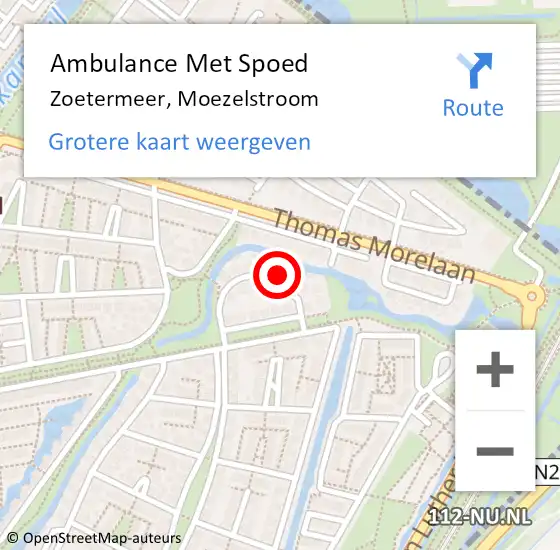 Locatie op kaart van de 112 melding: Ambulance Met Spoed Naar Zoetermeer, Moezelstroom op 7 maart 2022 16:31