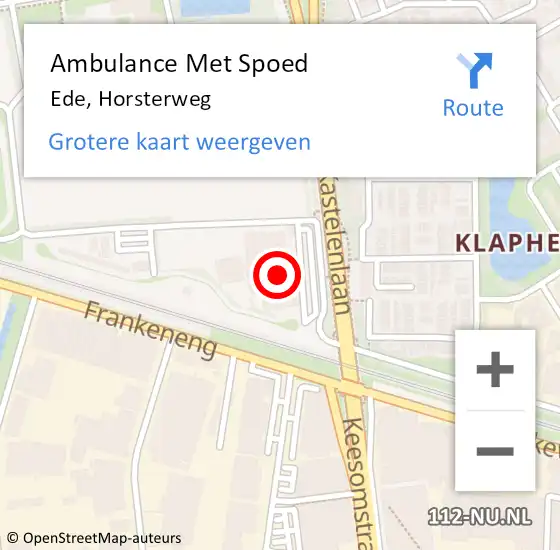 Locatie op kaart van de 112 melding: Ambulance Met Spoed Naar Ede, Horsterweg op 7 maart 2022 16:34