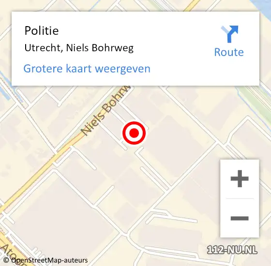 Locatie op kaart van de 112 melding: Politie Utrecht, Niels Bohrweg op 7 maart 2022 16:43