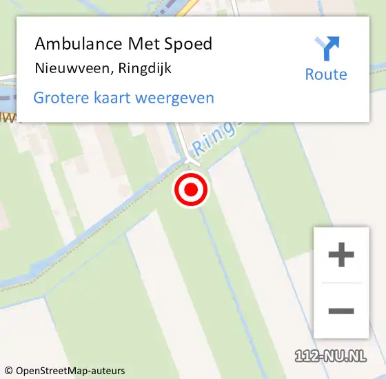 Locatie op kaart van de 112 melding: Ambulance Met Spoed Naar Nieuwveen, Ringdijk op 7 maart 2022 16:55