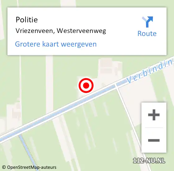 Locatie op kaart van de 112 melding: Politie Vriezenveen, Westerveenweg op 7 maart 2022 16:56