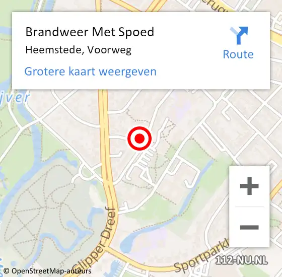 Locatie op kaart van de 112 melding: Brandweer Met Spoed Naar Heemstede, Voorweg op 7 maart 2022 17:02