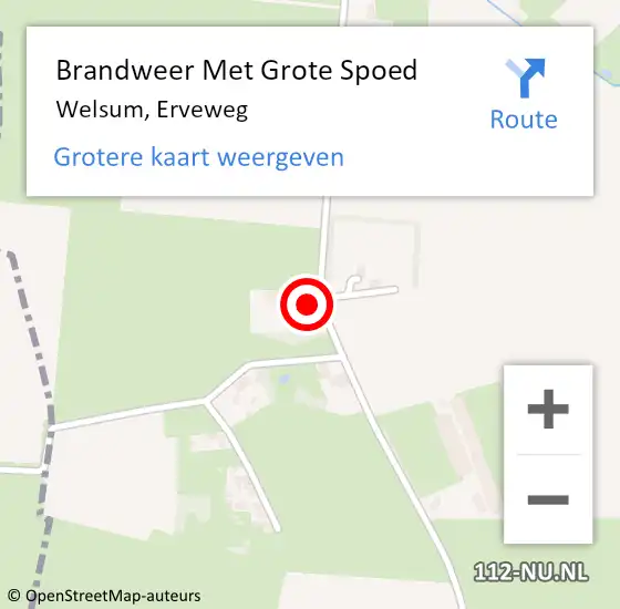 Locatie op kaart van de 112 melding: Brandweer Met Grote Spoed Naar Welsum, Erveweg op 10 juli 2014 13:01