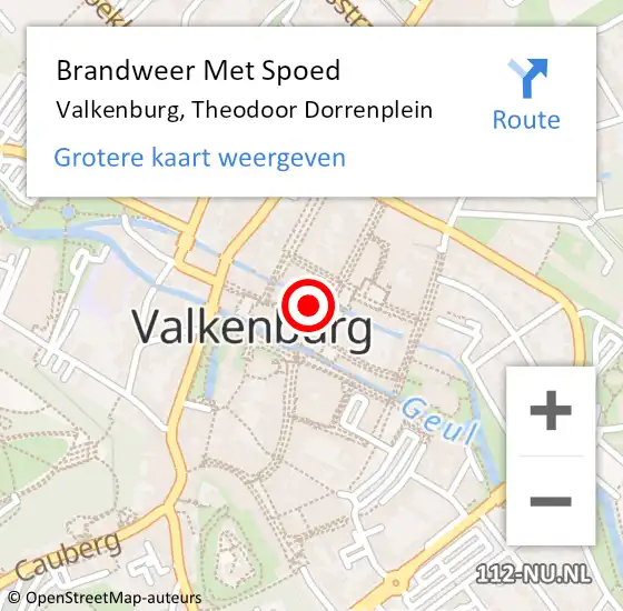 Locatie op kaart van de 112 melding: Brandweer Met Spoed Naar Valkenburg, Theodoor Dorrenplein op 7 maart 2022 17:21